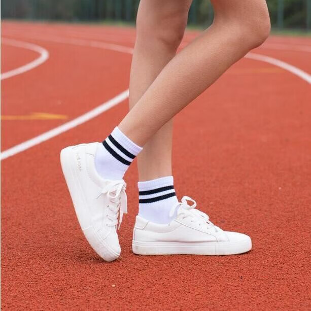 袜夏季高中生长袜孑学生薄袜子袜子两道杠中筒运动袜黑生日系百搭条纹