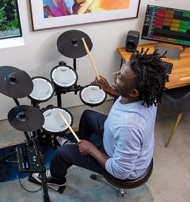 【罗兰电子鼓td17kv td07kv】演奏架子鼓电鼓儿童 td-17kv 五鼓三镲