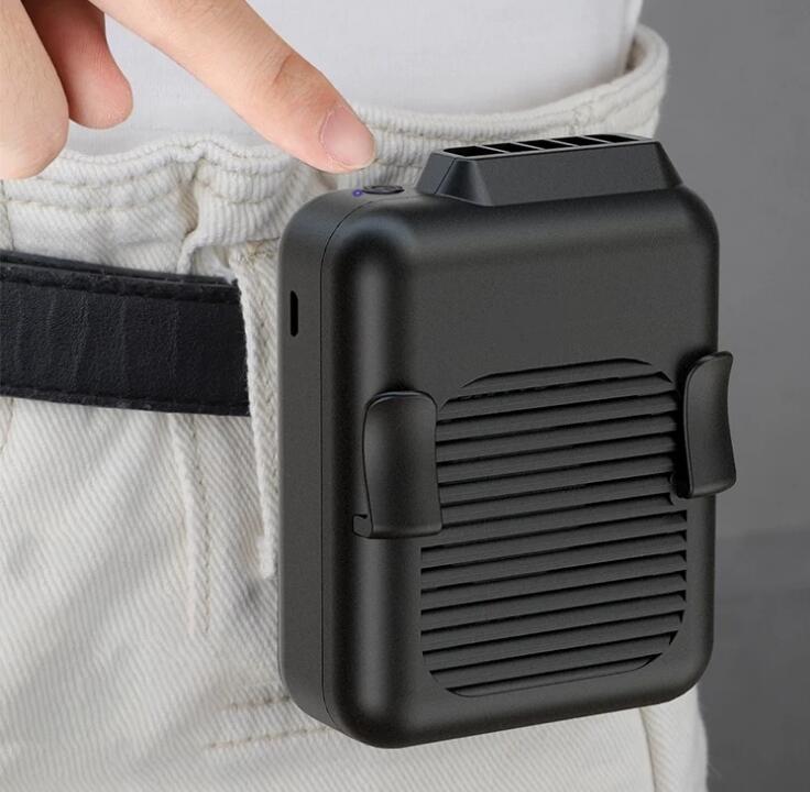 腰挂式风扇随身腰带挂腰风扇工地降温腰挂便携式户外充电挂脖usb小