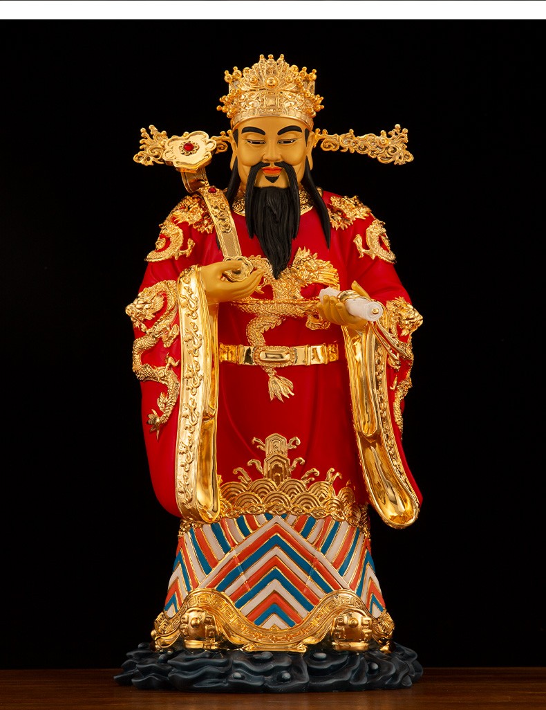 三漫陀纯铜福禄寿三星摆件聚宝盆财神福星禄星寿星公道教供奉家用福