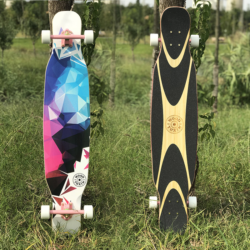 木毒长板滑板舞板男女生dancing板初学者抖音刷街公路平花板 白色几何