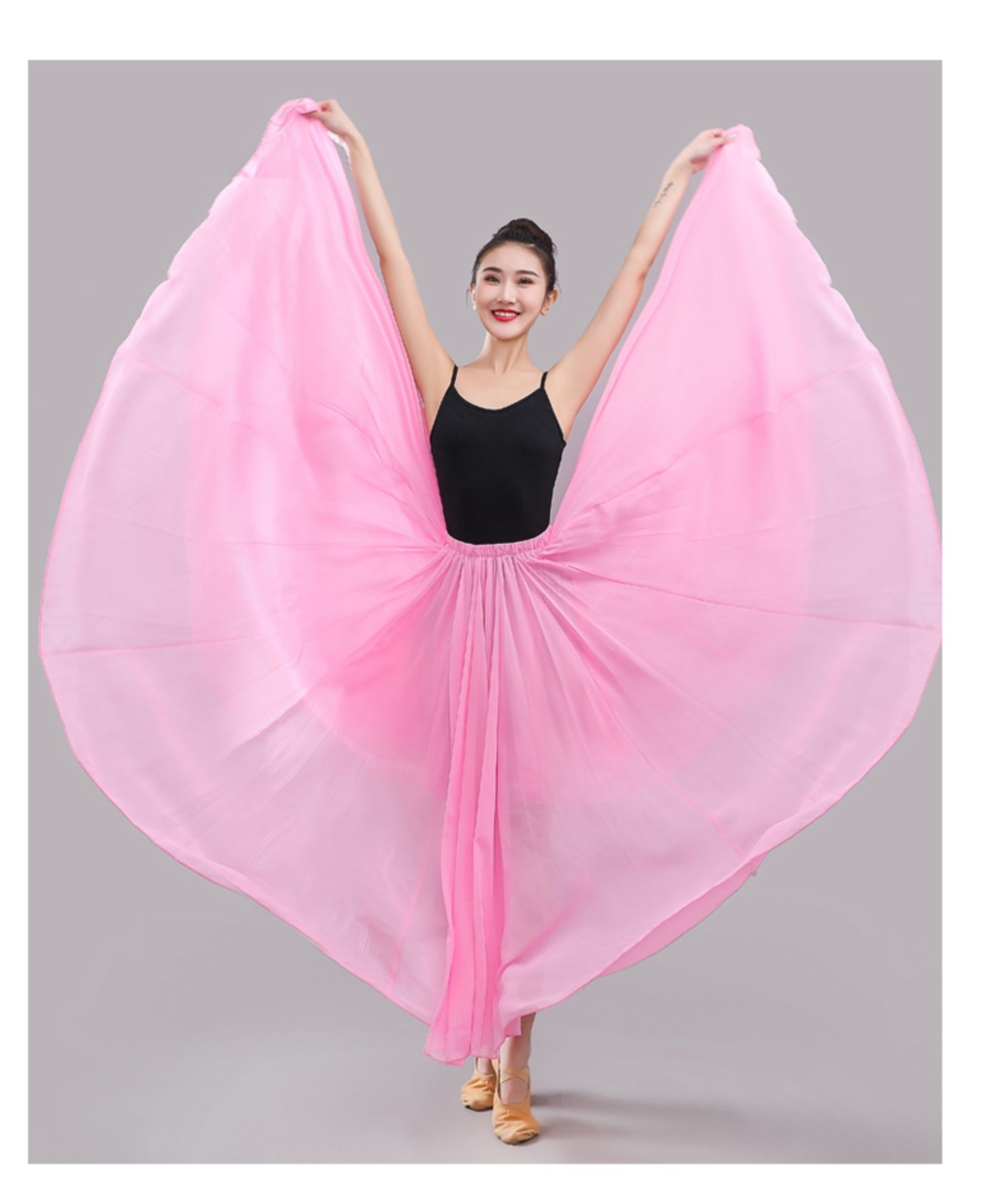 720度大摆裙舞蹈裙古典舞长裙半身大裙摆飘逸芭蕾新疆练功服黑色有内