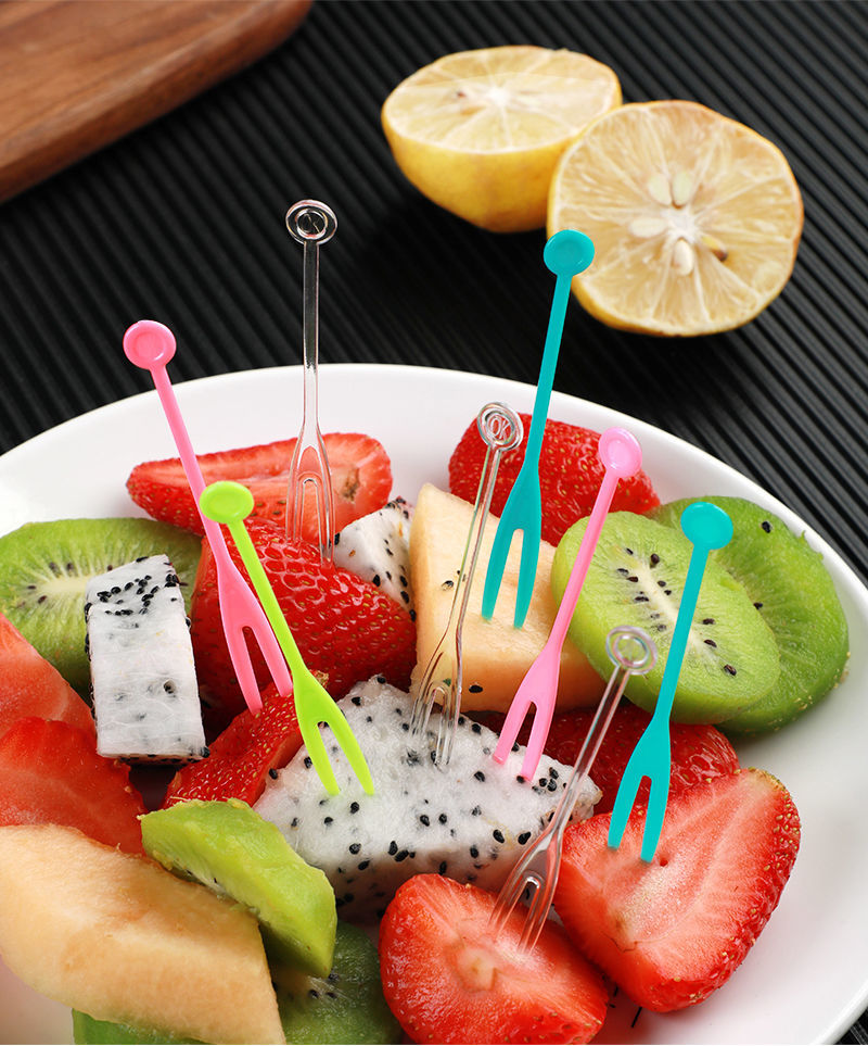一次性水果叉家用小叉子塑料水果签插透明单独包装创意可爱 ok叉透明