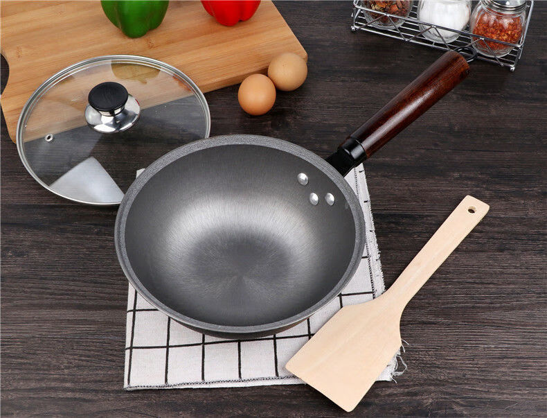 迷你加厚木把小炒锅铸铁小号铁锅宝宝炒菜锅单人用单柄炒锅炖锅木把