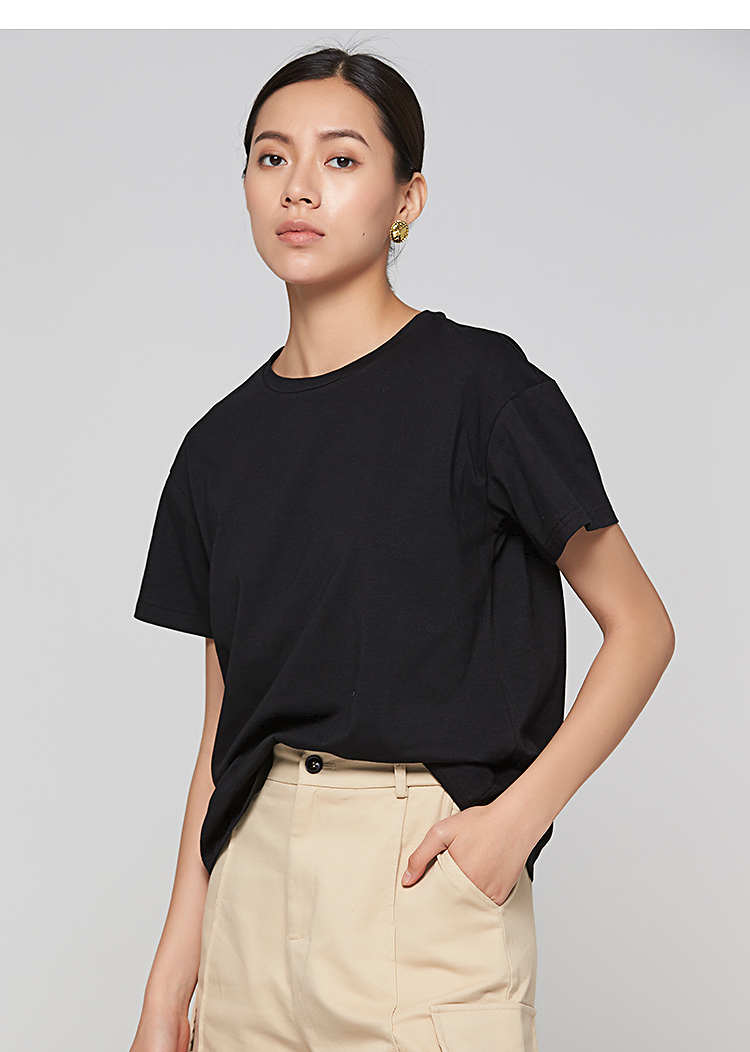 hla海澜之家女装2021夏季新款宽松t恤显瘦纯棉短袖百搭显瘦hdatxw2a