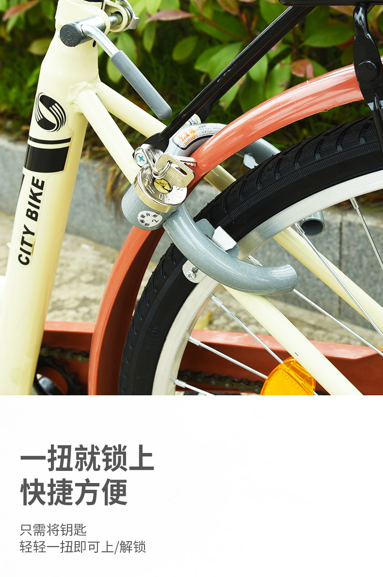 2022新品弹簧锁自行车用自行车固定锁车锁防盗锁老式圆圈锁单车钢管锁