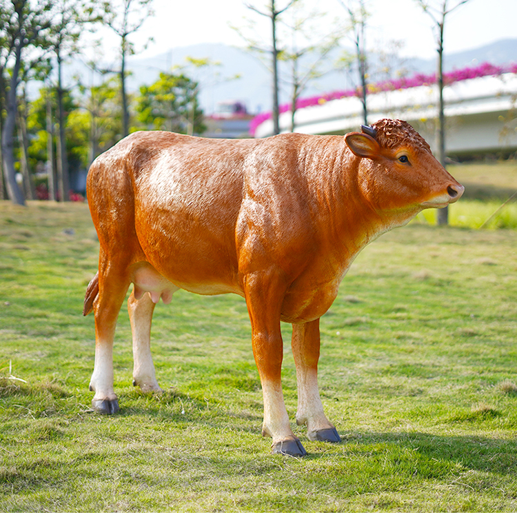 仿真大型假的黄牛雕塑店面模型西门塔尔牛装饰品室外园林景观摆件小