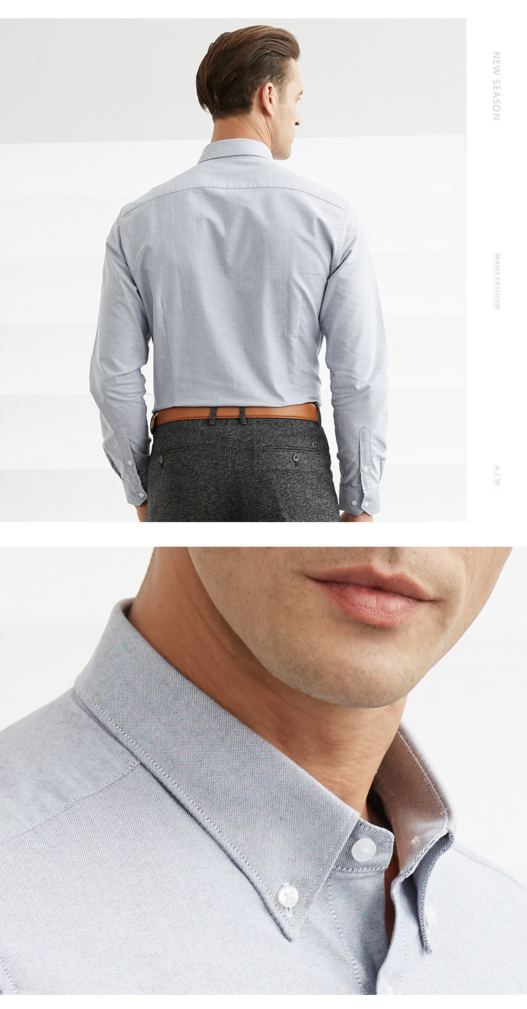 virtue富绅精梳牛津纺长袖衬衫男舒适纯棉免烫长袖衬衣ycf40423006