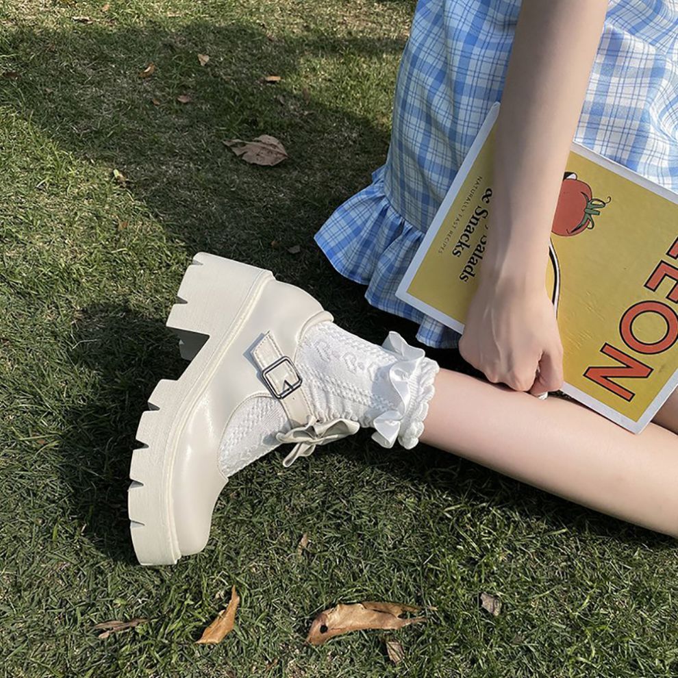 青春少女初中生高中生大学生小皮鞋厚底白色圆头玛丽珍鞋单鞋女秋复古
