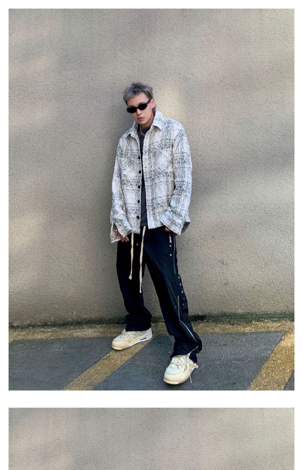 鹿涩潮牌小香风外套男生mamr复古小香风宽松格子外套男女同款格纹混纺