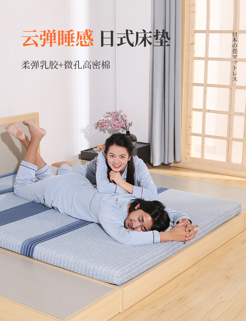 Sweetnight 乳胶床垫日式榻榻米家用乳胶床垫打地铺宿舍单人海绵软垫可折叠定制 艾妮(好支撑:乳胶+高密云弹棉) 1.2米*2.0米