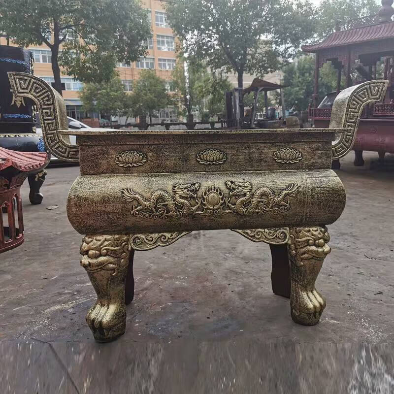 室外大型长方形平口香炉寺庙祠堂烧纸炉鼎道观纯铜露天铸铁香炉 长1.