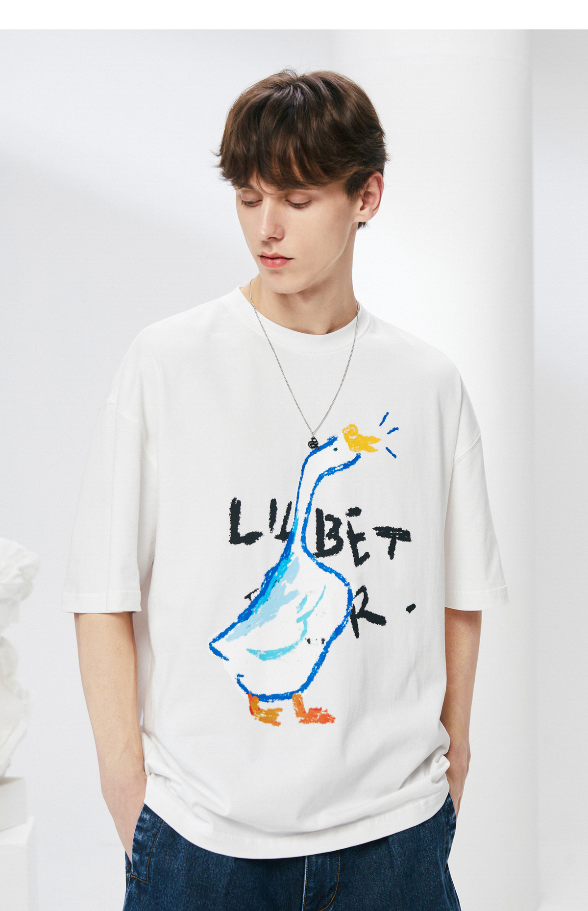 lilbetter短袖男潮牌ins五分袖街头字母t恤可爱涂鸦潮