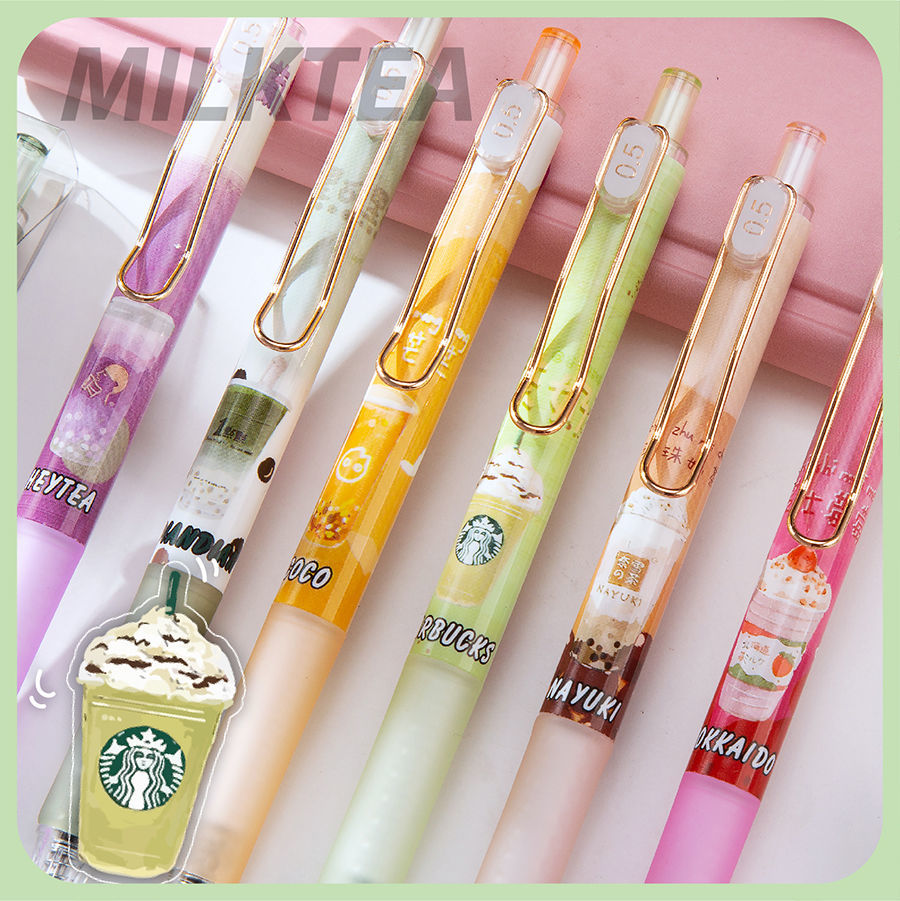 奶茶中性笔ins高颜值按动笔好看的笔闺蜜笔0.