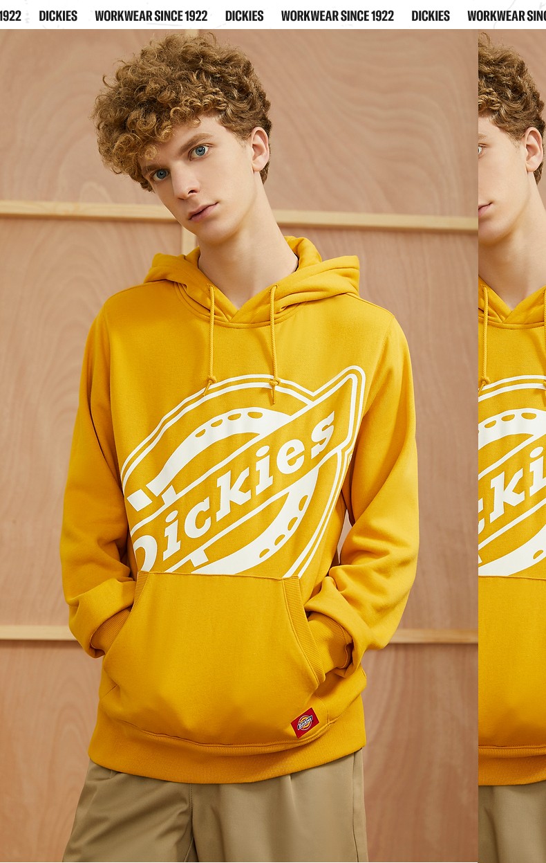 dickies卫衣 斜logo印花连帽卫衣 男式毛圈布长袖上衣 卫衣男dk007030