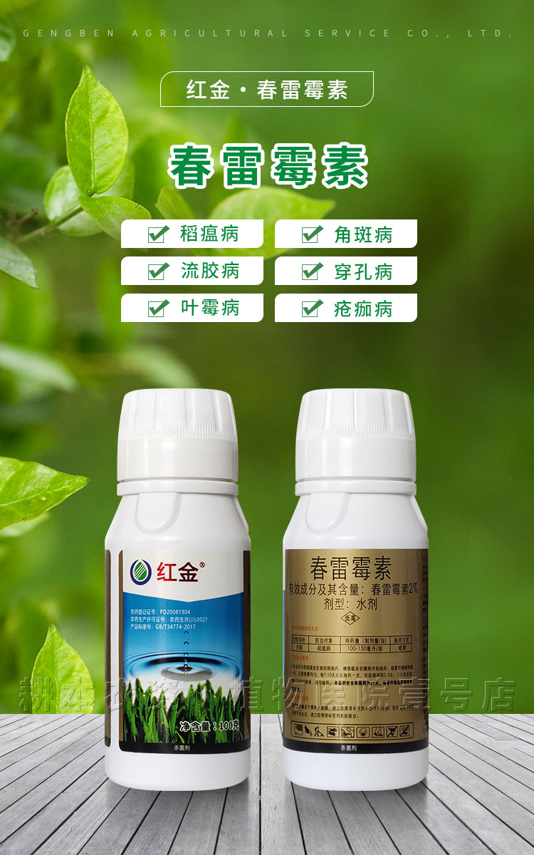 红金春雷霉素杀菌剂柑橘蔬菜软腐细菌叶斑病角斑稻瘟病流胶病病害100g