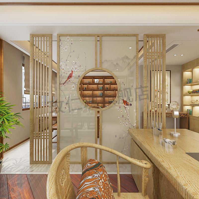 家庭别墅大厅屏风新中式别墅屏风隔断墙客厅入户玄关进门遮挡卧室格栅