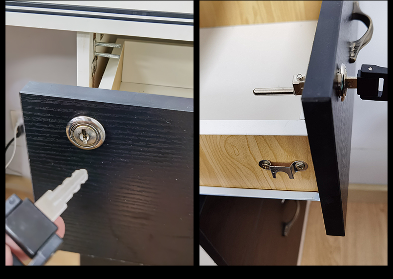 适用于抽屉锁三联锁办公桌抽屉锁三联锁头一锁三正面办公室文件柜矮柜