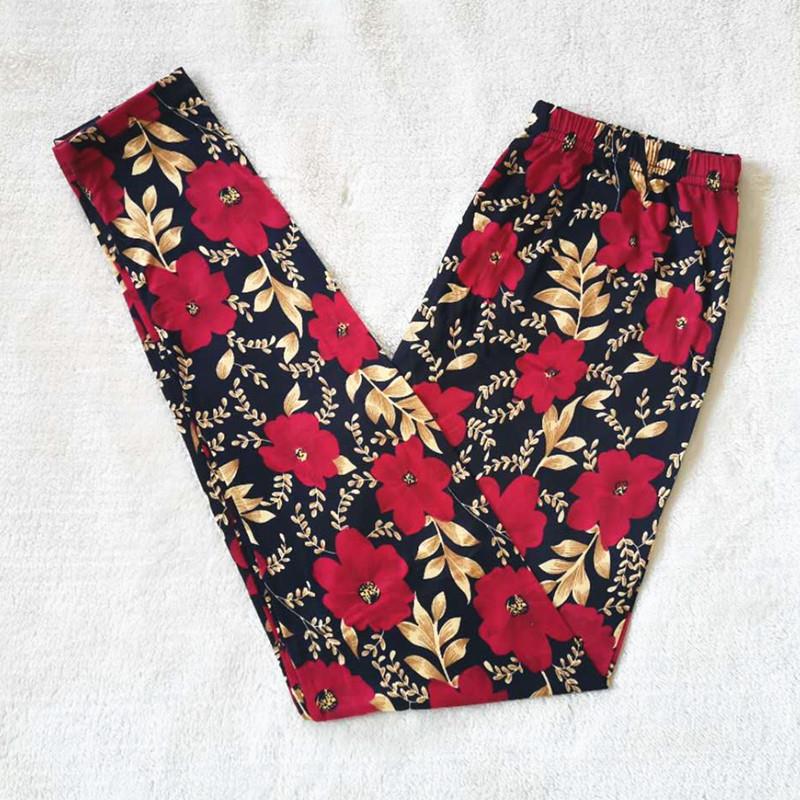 中老年女士加肥加大碎花秋裤线裤单件打底裤衬裤长裤印花花色11大码