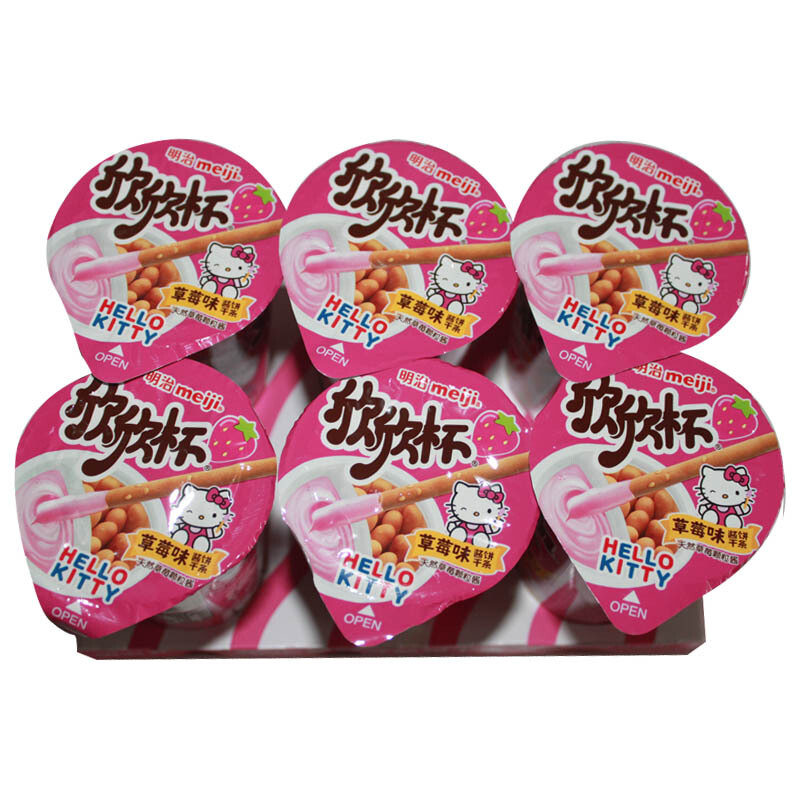 明治欣欣杯25克x6杯装 酱饼干条六一儿童节零食礼物 蓝莓味6杯(25g*6