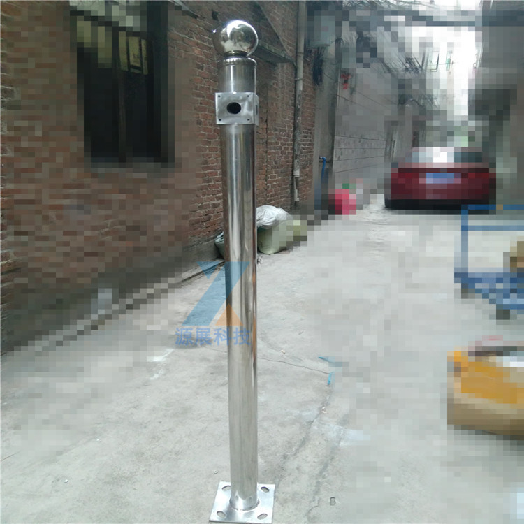 监控不锈钢立杆停车场照车牌立柱横臂1米1.5米,2米立杆支架 黄色