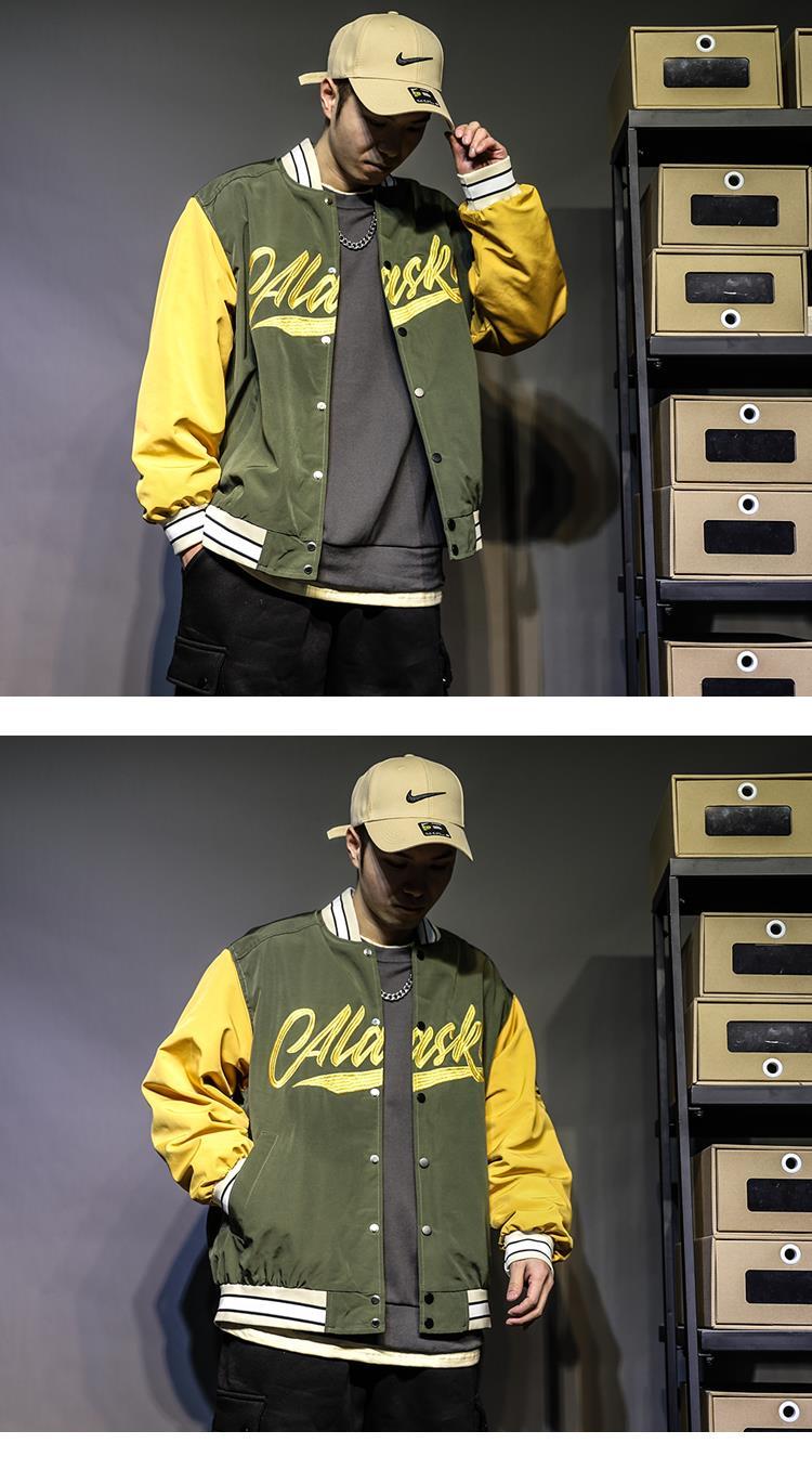 美式复古棒球服男外套潮牌飞行员夹克男宽松春秋炸街百搭2021新款黑色