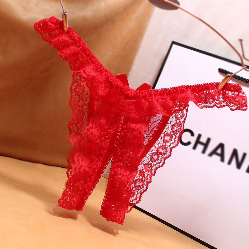 开档免脱舒适入性感蕾丝日系简约低腰时尚丁字裤短裤无痕少女 粉红色