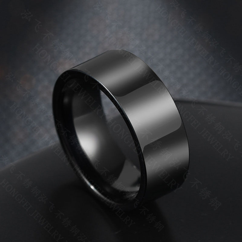 定制刻字黑色光面钛钢戒指男士潮素圈尾戒冷淡风ins不掉色胖手4mm宽不