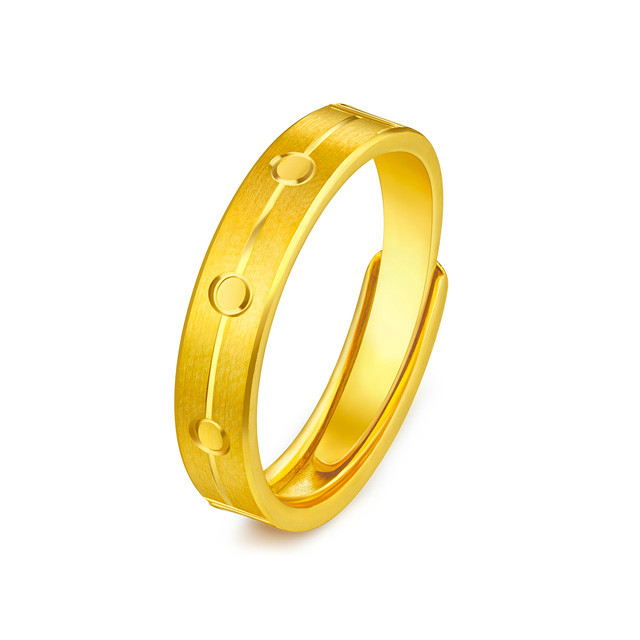 幸福有你黄金戒指情侣足金对戒黄金女戒f63tbgr0010情人节礼物 4.