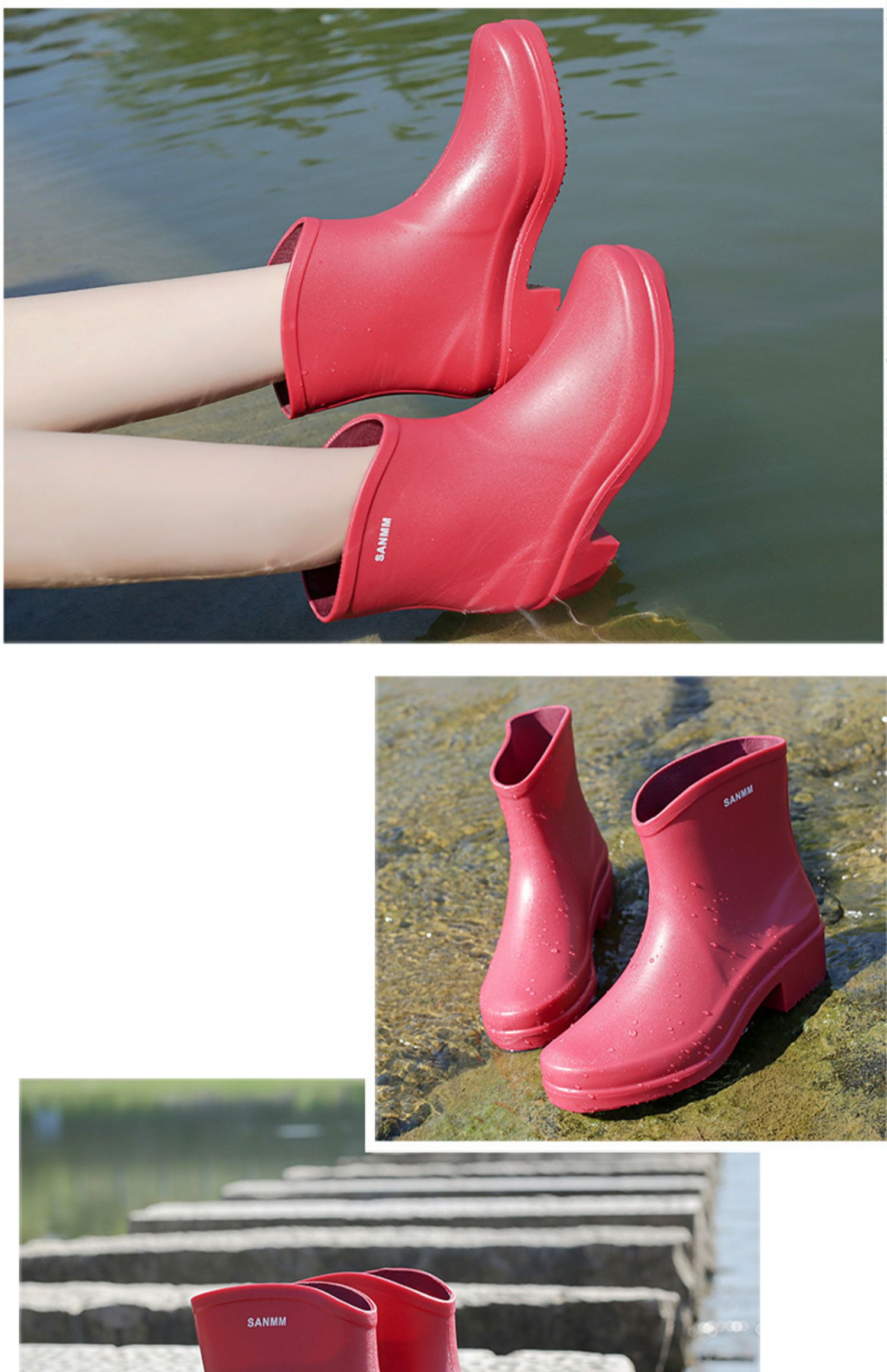 雨鞋女加厚加绒保暖耐磨胶鞋冬季时尚外穿短筒雨靴防水防滑水鞋女黑色