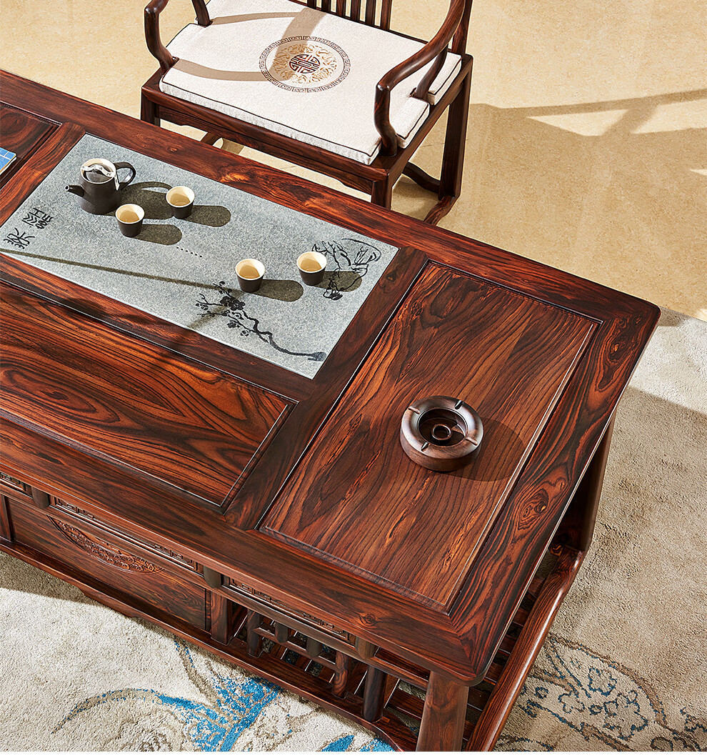 唐百年红木家具印尼黑酸枝学名阔叶黄檀新中式实木茶桌功夫茶台组合