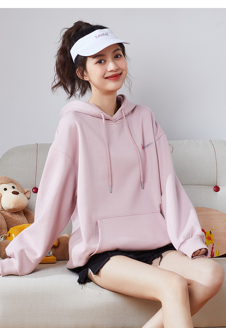 唐狮卫衣女2021秋冬新款韩版连帽上衣百搭加绒[犬系女孩联名] 无加绒