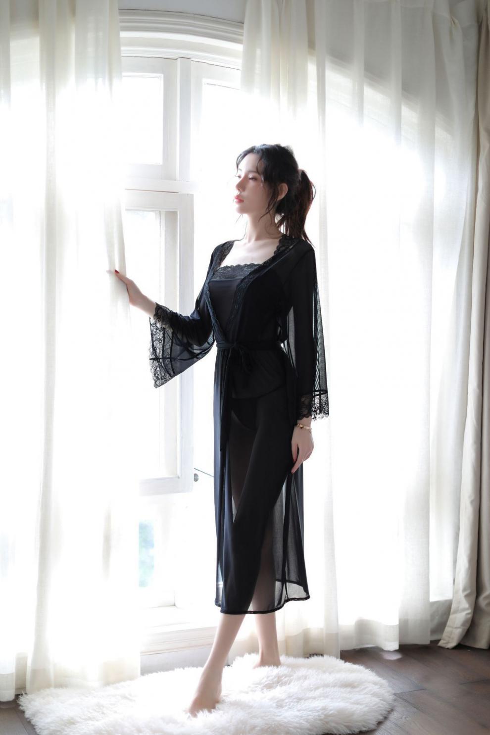 女欧美个性动感连体家居服套装免脱丝袜透明开裆挂脖网衣图片色均码