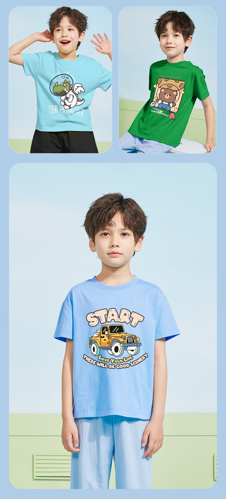 Jeanswest Boys Summer Set 2026 New Cotton Short Sleeve T-Shirt Stylish Big Kids Half Sleeve Shirt 6