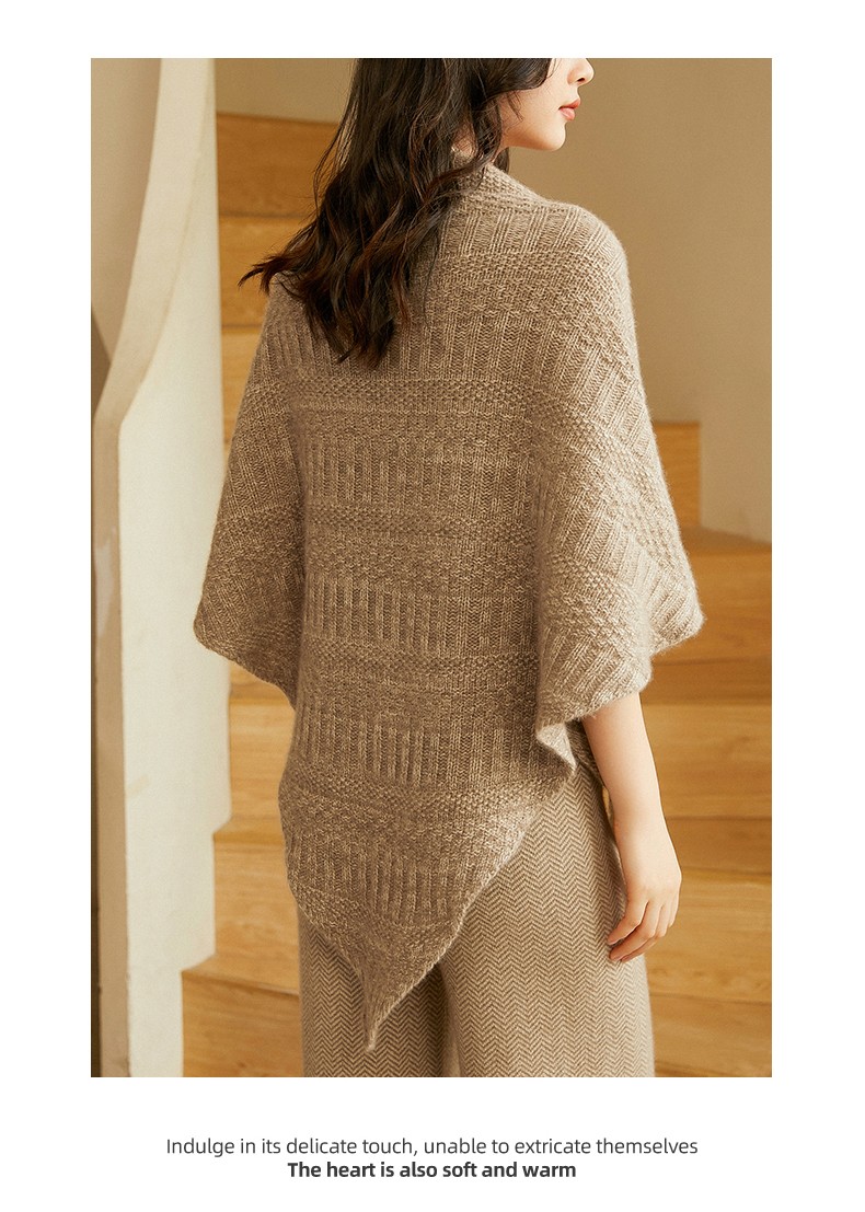 苏若兰全羊绒新款四股加厚纯羊绒披肩女时尚潮流女士纯羊绒三角披肩