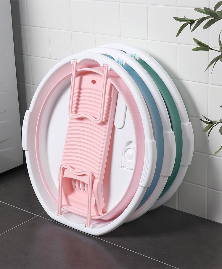 可折叠洗衣盆带搓板家用加大加厚学生宿舍用脸盆宝宝洗衣盆搓衣盆超