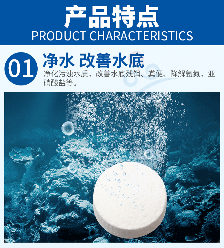 九行海鲜缸超市酒店饭店贝类池海鲜池水体消毒除臭片剂
