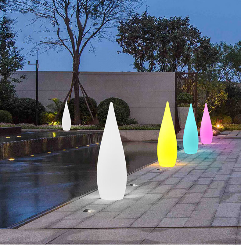 目赖 户外水滴灯落地灯发光太阳能庭院灯草坪灯酒店过道轻奢立式 大头