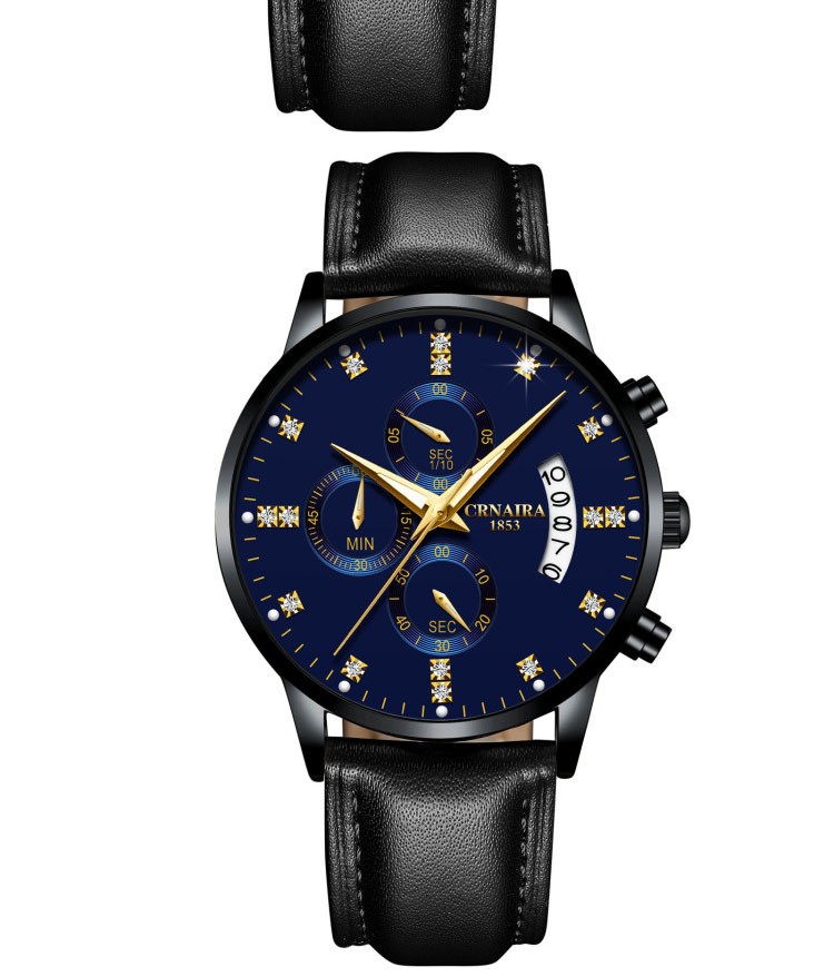 卡奈亚(crnaira)品牌手表多功能时尚蝴蝶表扣秒表计时运动三眼手表