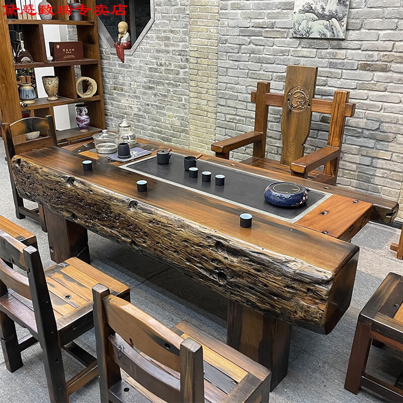 船木茶桌 船木茶台 老船木茶桌椅组合实木功夫茶台中式泡茶艺桌客厅