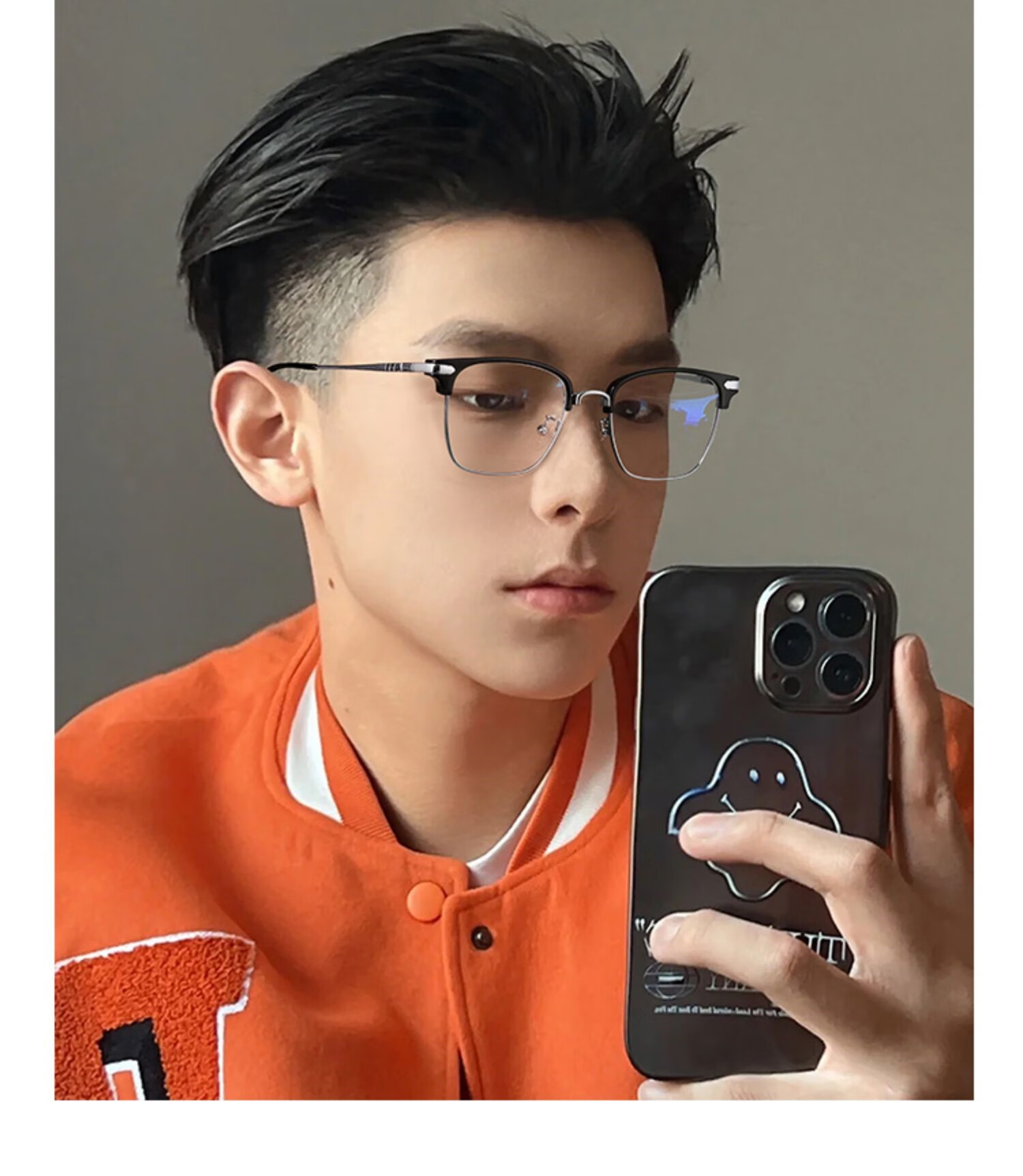 猫耳半框眼镜男 斯文败类半框眼镜男款潮痞帅感超轻大框理工眼睛可配