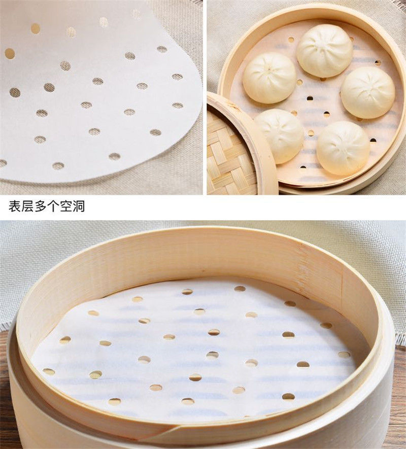 蒸笼纸蒸包子纸不粘家用圆形蒸馒头纸笼屉纸一次性蒸布油纸垫100张