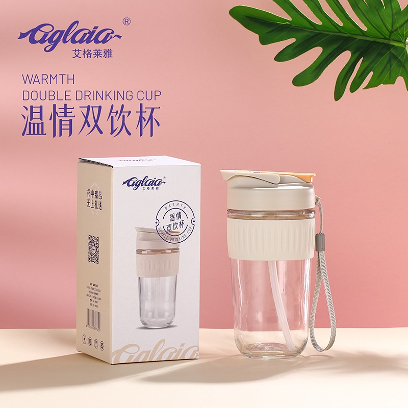 艾格莱雅日用玻璃器皿温情双饮杯ahlb232l1月白双口