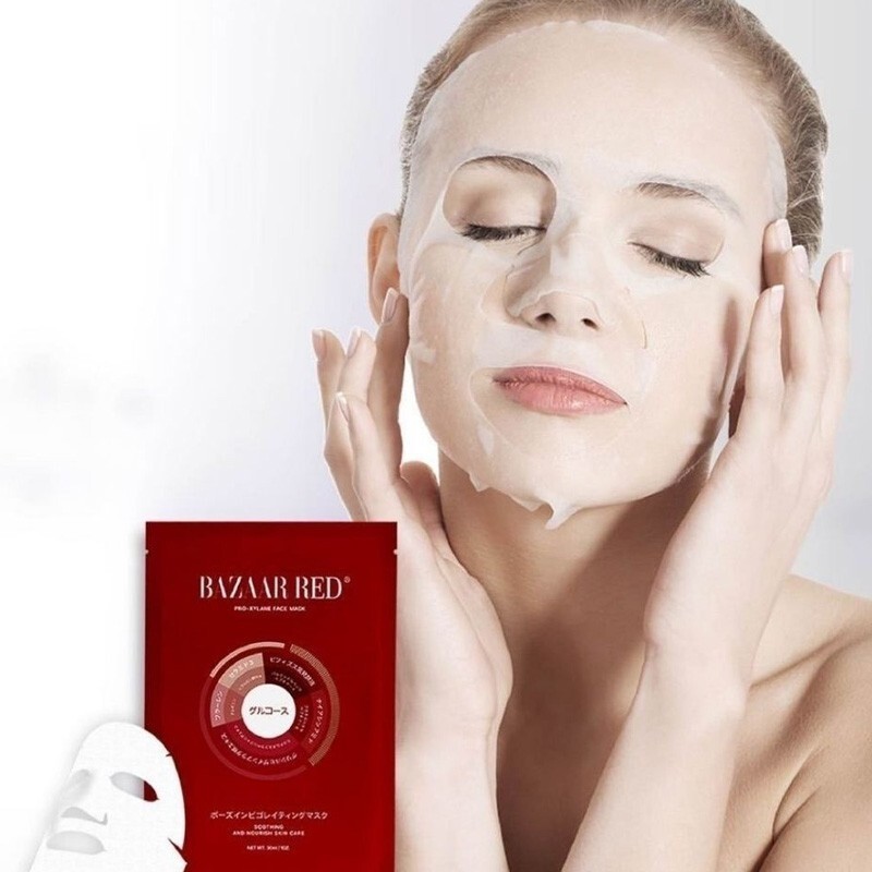 芭莎红面膜富勒烯水雾拉丝面膜玻色因赋活面膜5片/盒 1wj 玻色因赋活