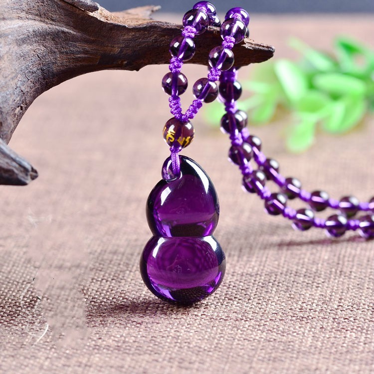 牧思天然紫水晶葫芦吊坠送女生节日礼物平安葫芦挂坠毛衣链吊坠紫水晶