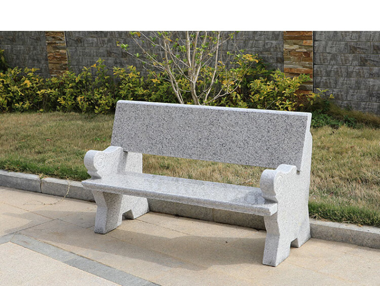 户外石凳石头公园椅庭院花园花岗岩石椅长条凳石条凳靠背椅 靠背椅长