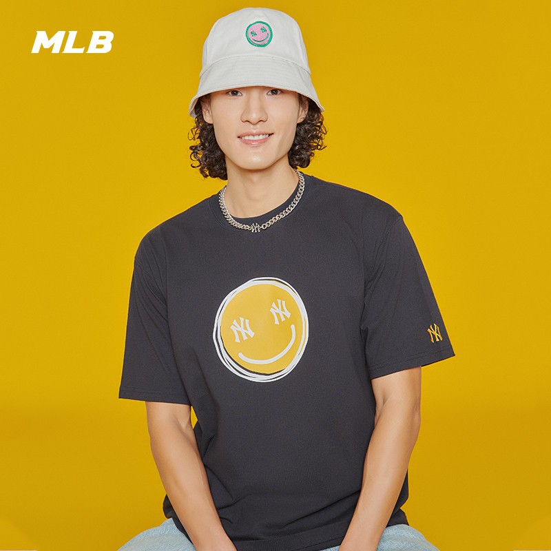 mlb短袖 美职棒男装女装 2022夏季新款运动服透气宽松t恤笑脸系列情侣