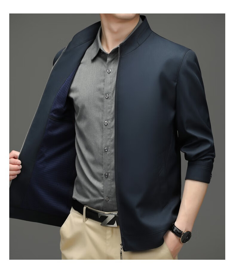 海澜优选 海澜之家旗下老干部夹克男春秋季商务休闲宽松西·服薄款