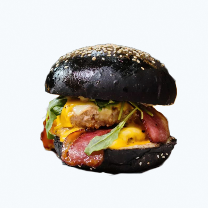 黑色汉堡胚纯手工墨鱼黑面包家庭西餐厅下午茶 菠菜味汉堡胚10.