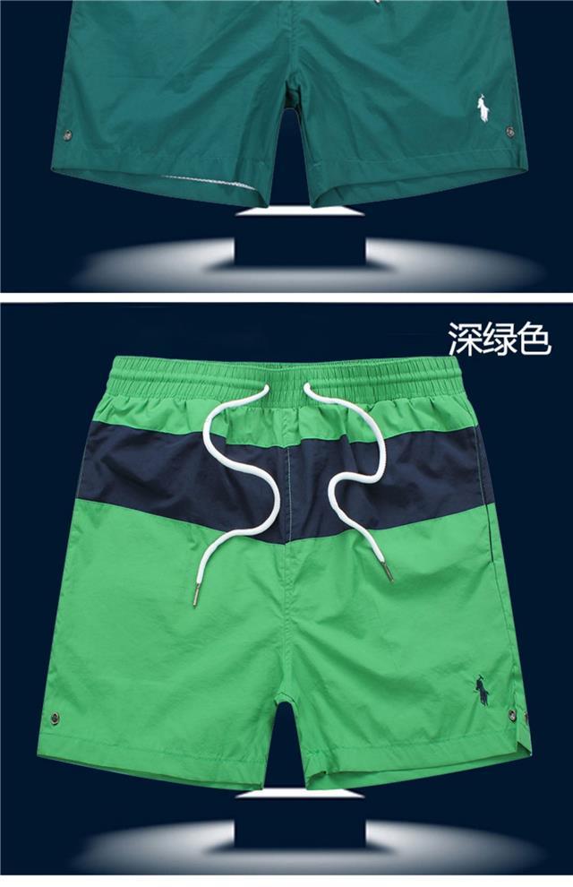 美国保罗短裤男士三分运动裤子宽松直筒速干条纹沙滩裤男装潮墨绿色l